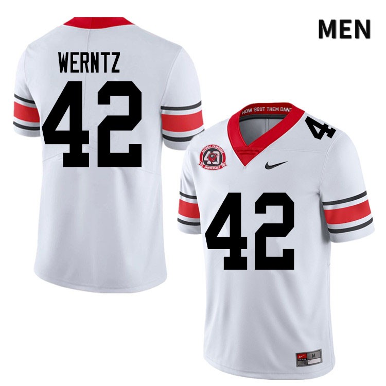 Georgia Bulldogs Men's Mitchell Werntz #42 White 2020 1980 National Champions 40th Anniversary Stitched College UGA Football Jersey 23YW017EA